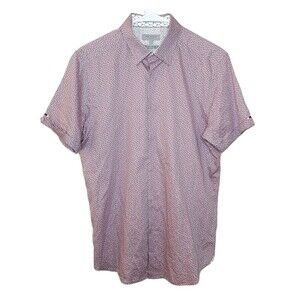 Ted Baker London Shirt Lavender Men Size 3 / M Button Down Slim Fit Short Sleeve